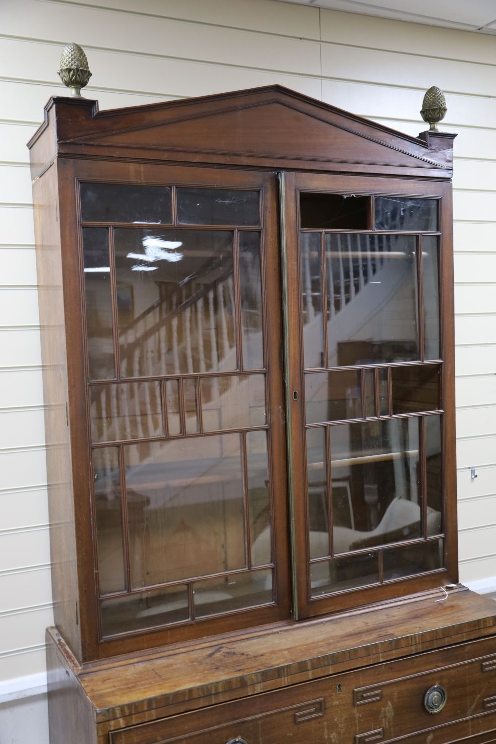 A Regency mahogany secretaire bookcase, width 106cm depth 51cm height 230cm